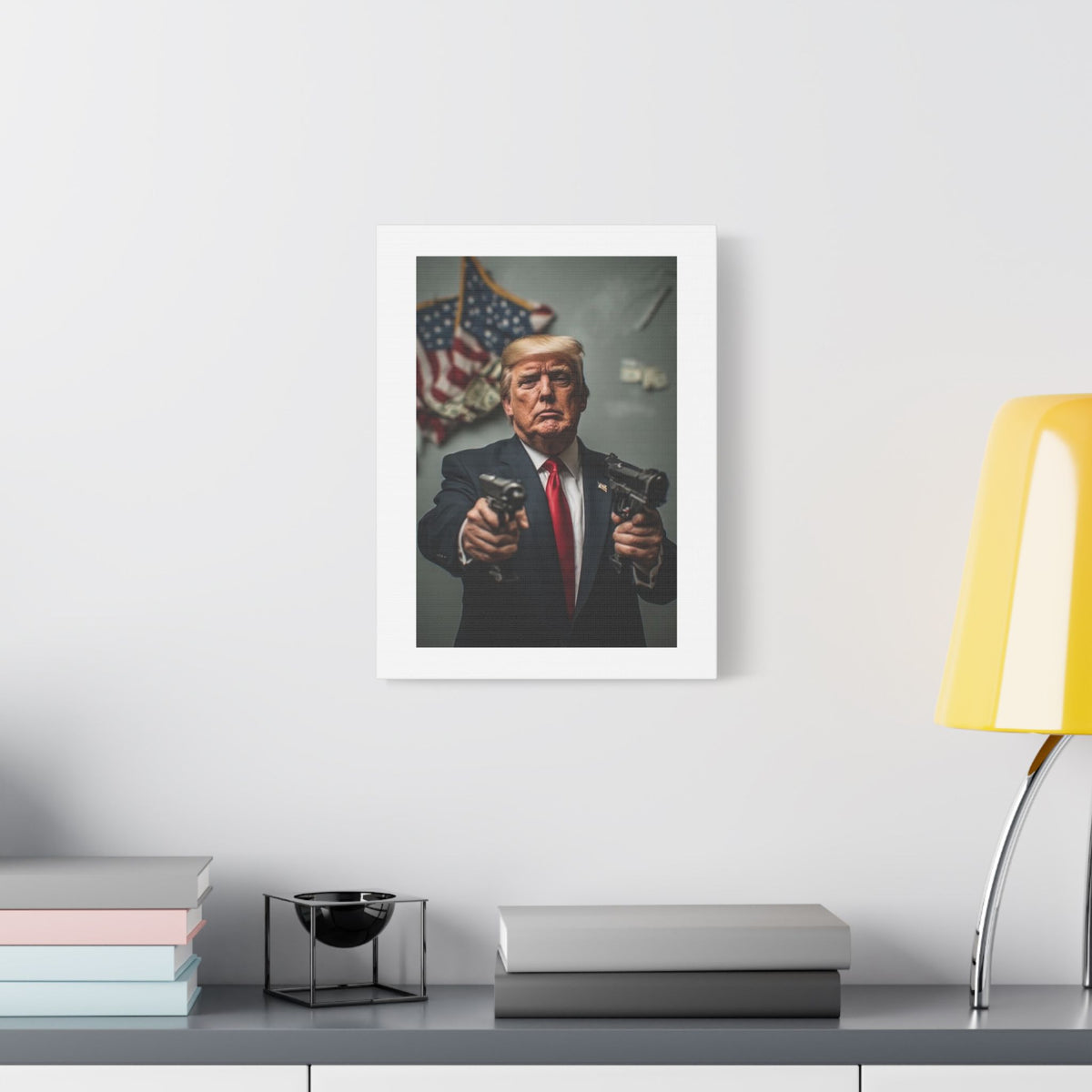 Gangster Donald Trump, Surrealist Art Print on Satin Canvas, Stretched