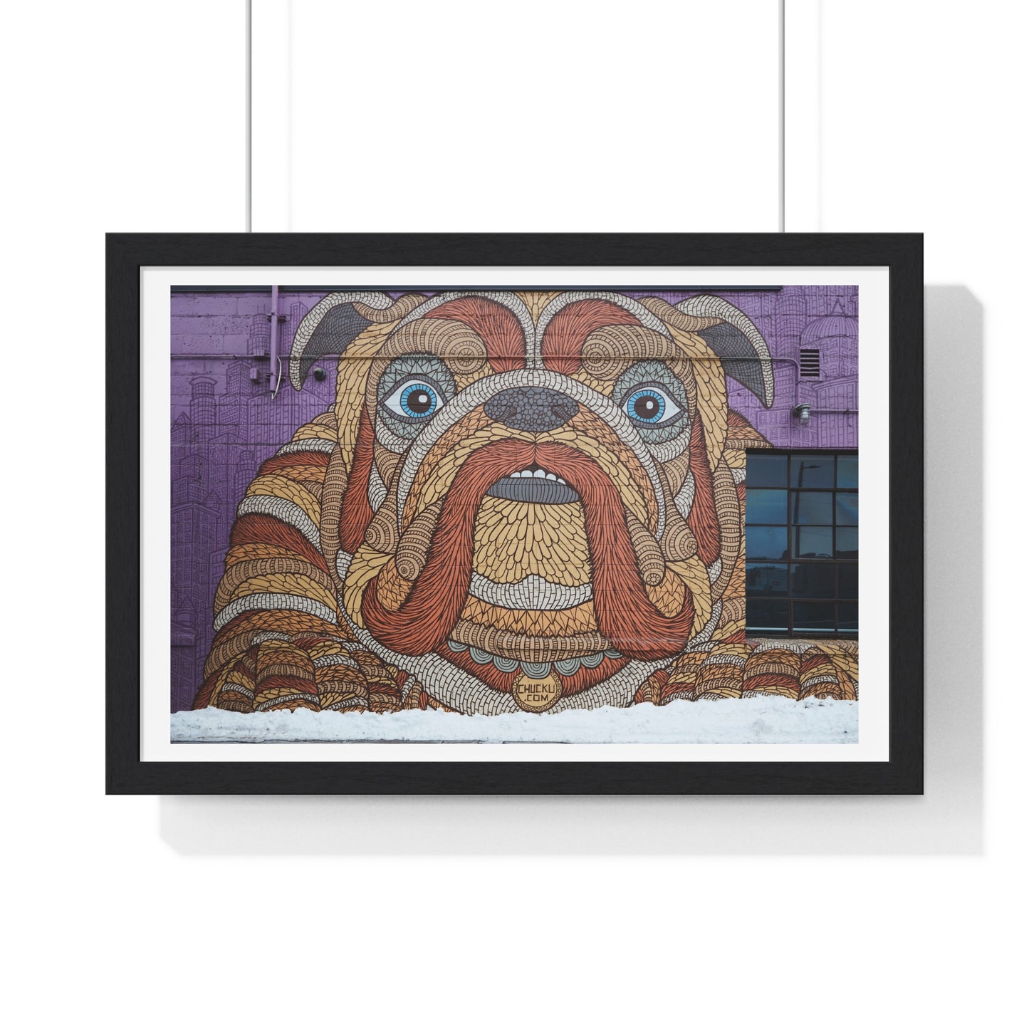 Mural Art: Artist Chuck U's Bulldog Mosaic in Downtown Minneapolis, Minnesota, Framed Print