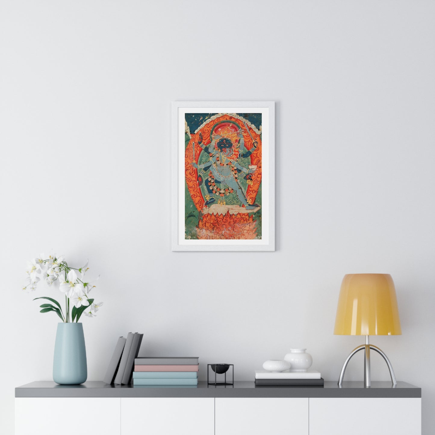 The Hindu Goddess Kali and God Bhairava in Union (18th Century) from the Original, Framed Art Print