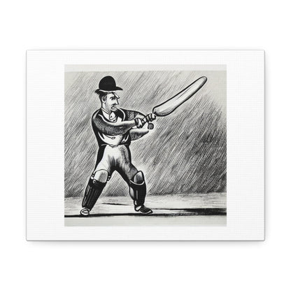 Muscle Cricket Cartoon Sketch 'Designed by AI' Art Print on Canvas