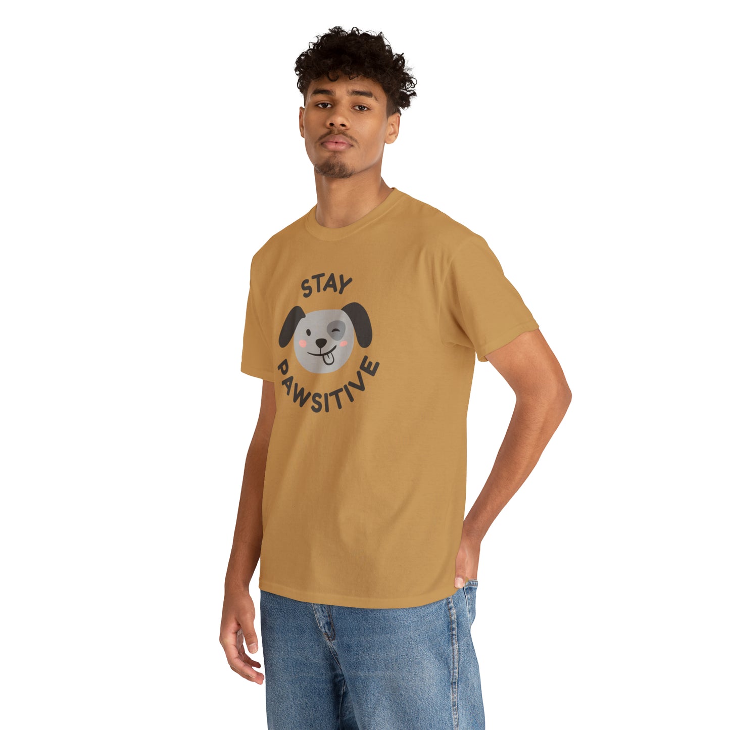 Stay Pawsitive Dog Lover's Cotton T-Shirt