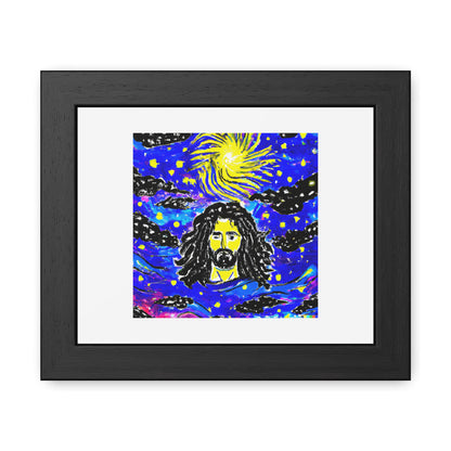 God In The Style Of The Starry Night Painting 'Designed by AI' Wooden Framed Print