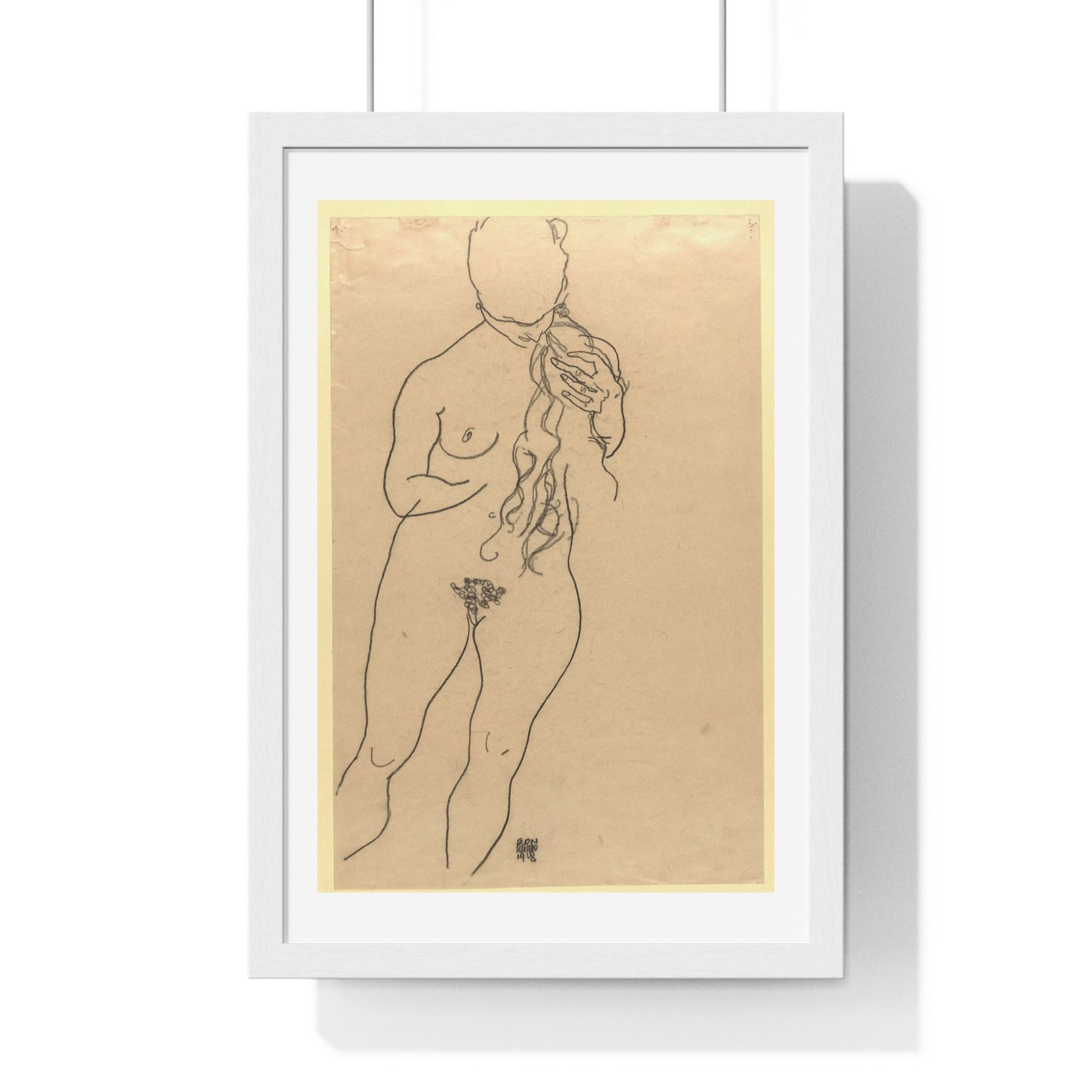 Nude by Egon Schiele, from the Original, Framed Art Print