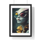 Blue Reptilian Alien, Magazine Poster Art 'Designed by AI' Framed Print