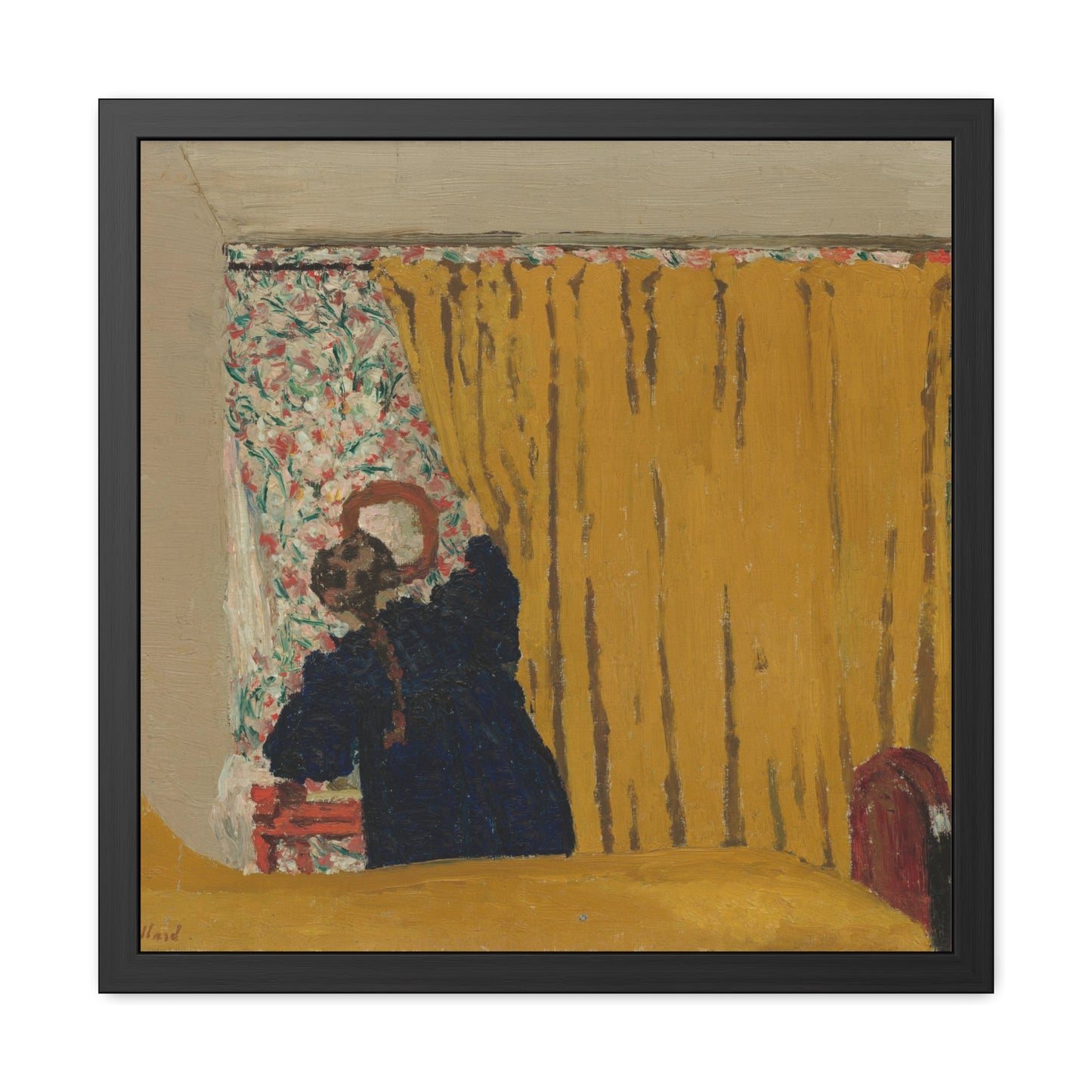 The Yellow Curtain (circa 1893) by Edouard Vuillard from the Original Oil on Canvas, Wooden Framed Print