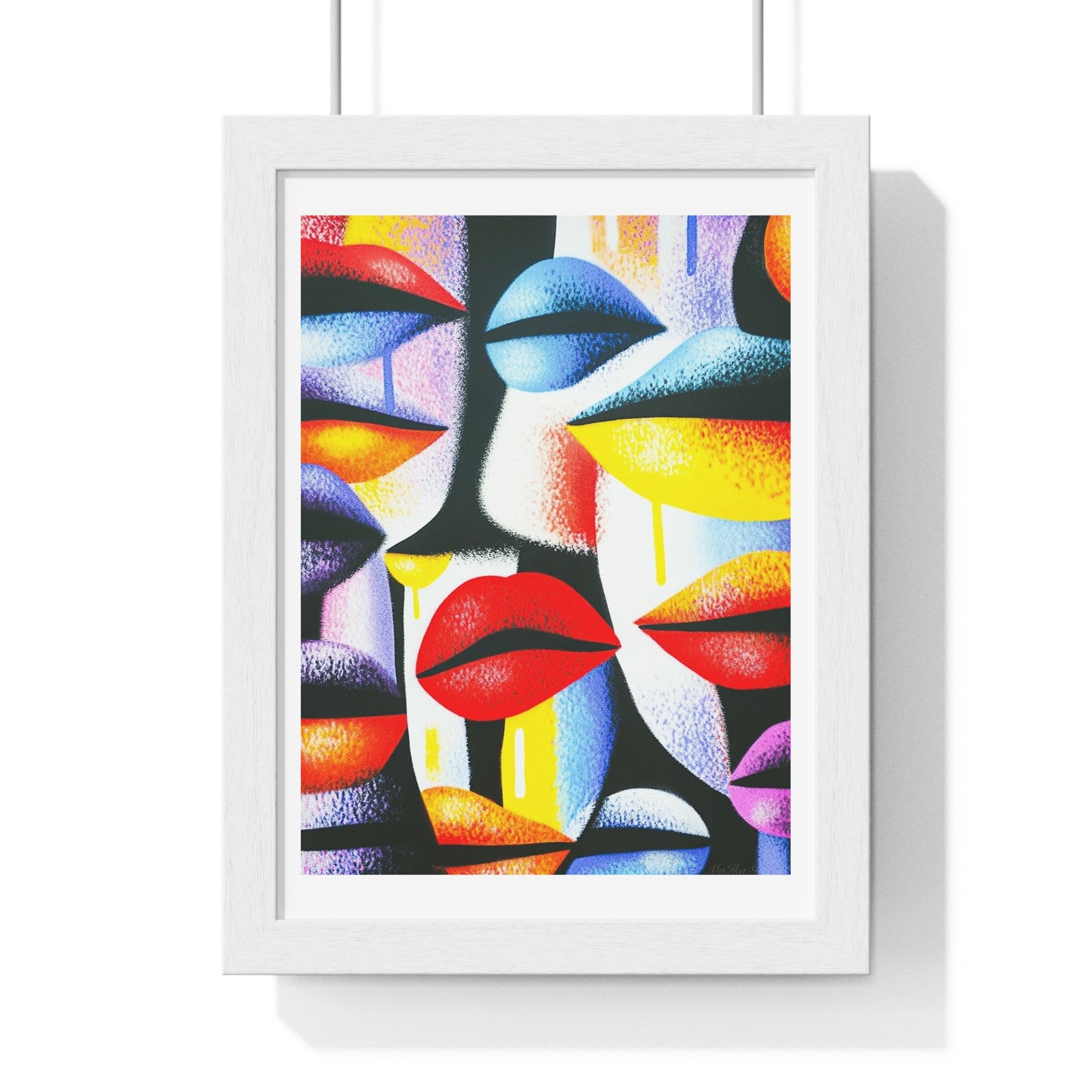 Lips Abstract Art 'Designed by AI' Framed Art Print