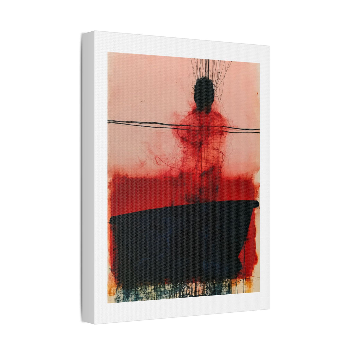 In a Boat, Neo-Surrealism, Art Print on Satin Canvas, Stretched