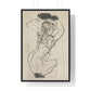 Squatting Woman (1914) by Egon Schiele from the Original, Framed Art Print