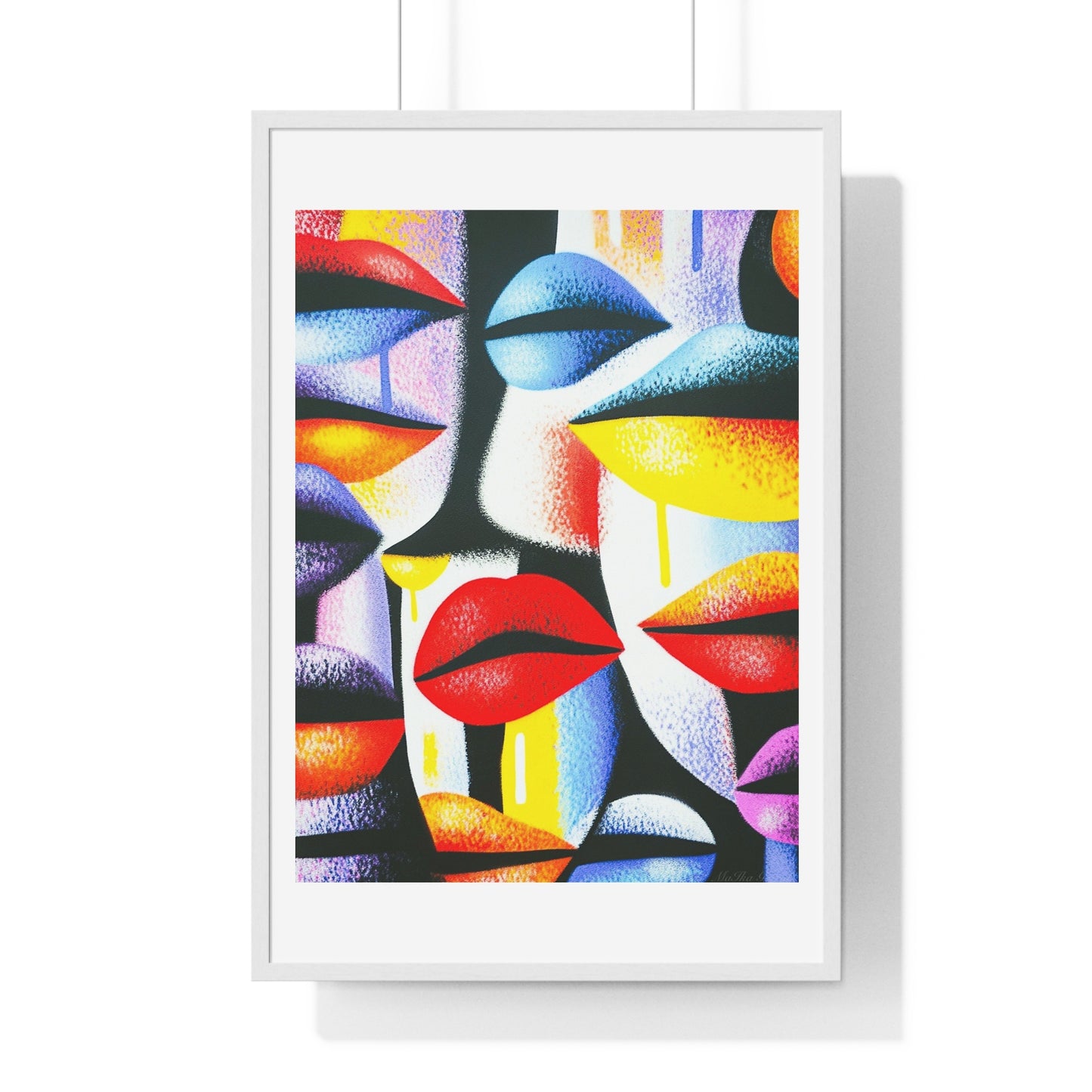 Lips Abstract Art 'Designed by AI' Framed Art Print