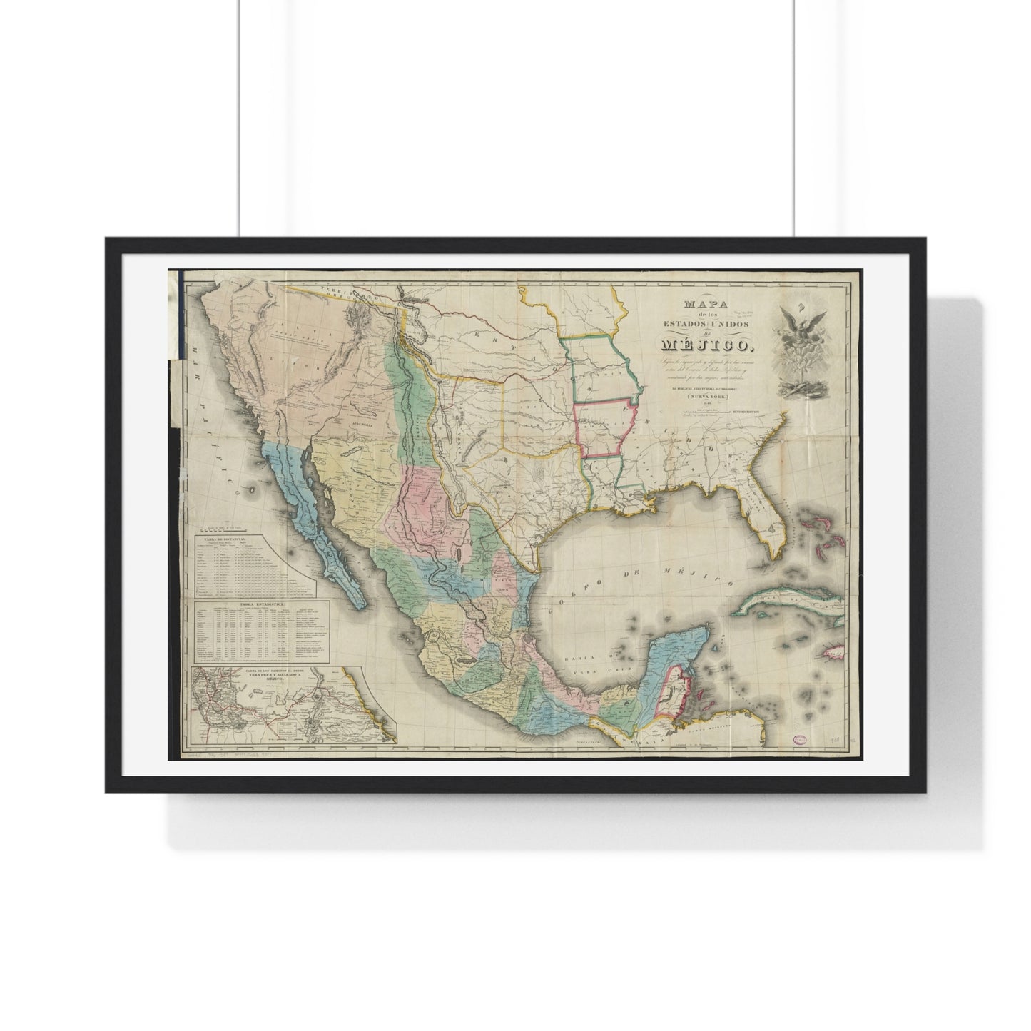 Mapa de los Estados Unidos de Méjico (1847) by John Disturnell, from the Original, Framed Art Print