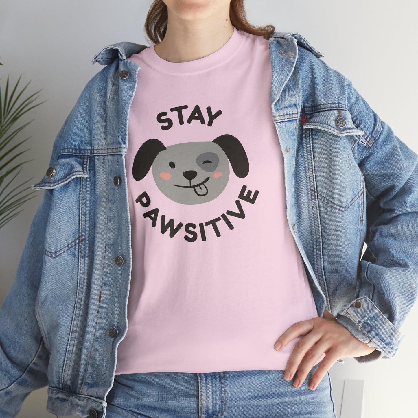 Stay Pawsitive Dog Lover's Cotton T-Shirt