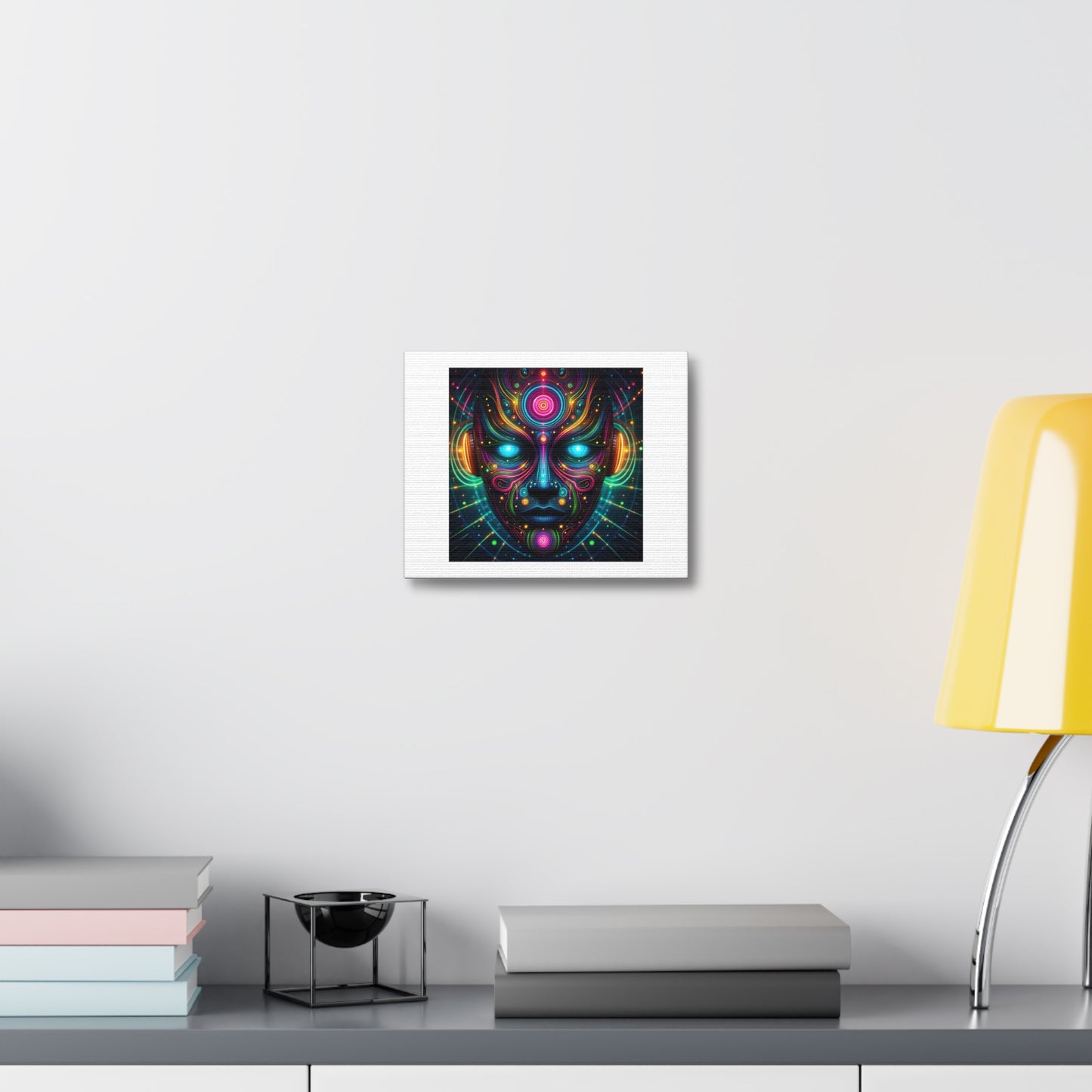 Psychedelic Mask Portrait Art Print 'Designed by AI' on Satin Canvas