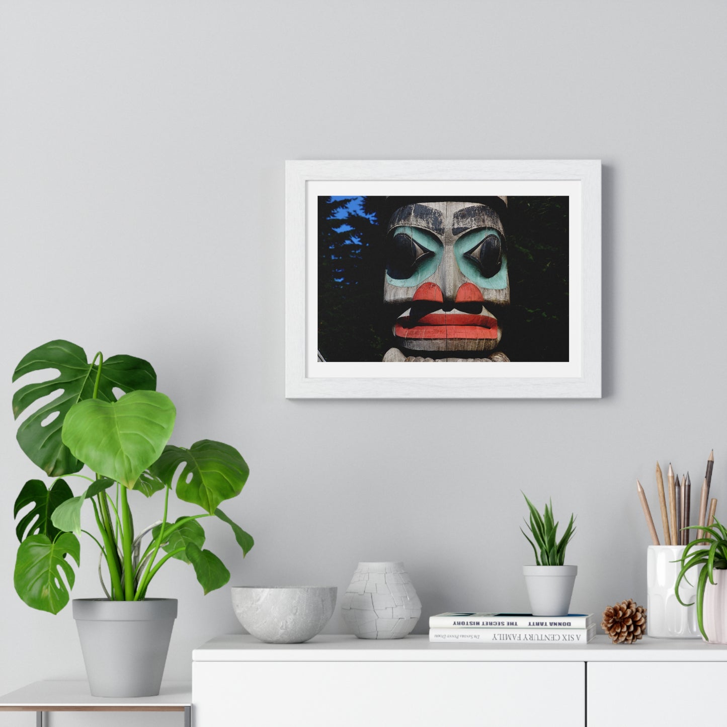 Totem Poles and Masks, from the Original, Framed Art Print