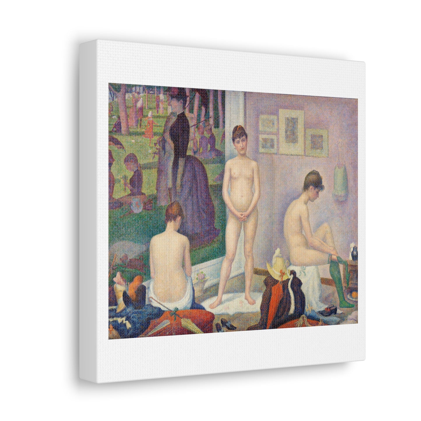 Models 'Poseuses' (1886–1888) by Georges Seurat, Art Print from the Original on Satin Canvas