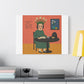 Lunch with my Anxiety, Cartoon Art Print on Canvas