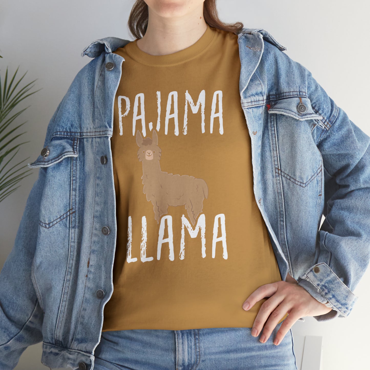 Pyjama Llama Heavy Cotton T-Shirt Quirky Women's Men's