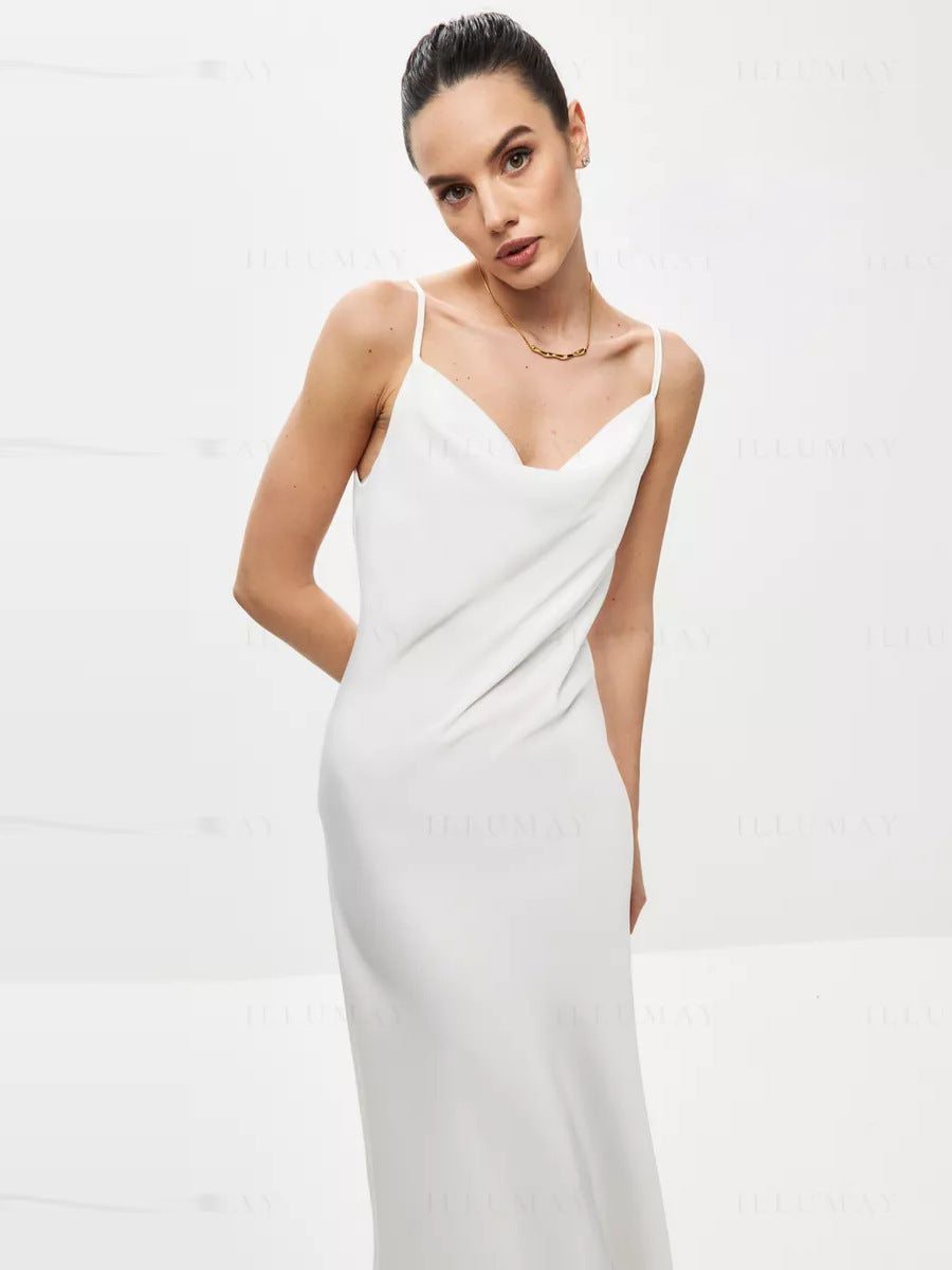 Vireous Summer Sleeveless Silk Suspender Dress, Plus Sizes
