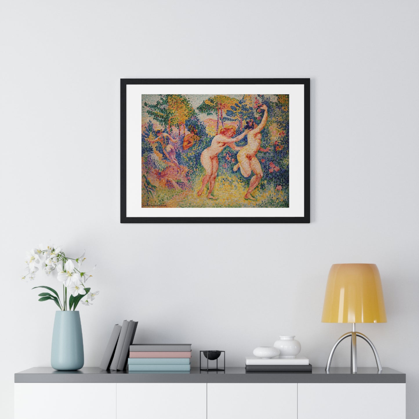 Giclée Print Depicting Two Running Nymphs (1906) by Henri-Edmond Cross from the Original, Framed Art Print