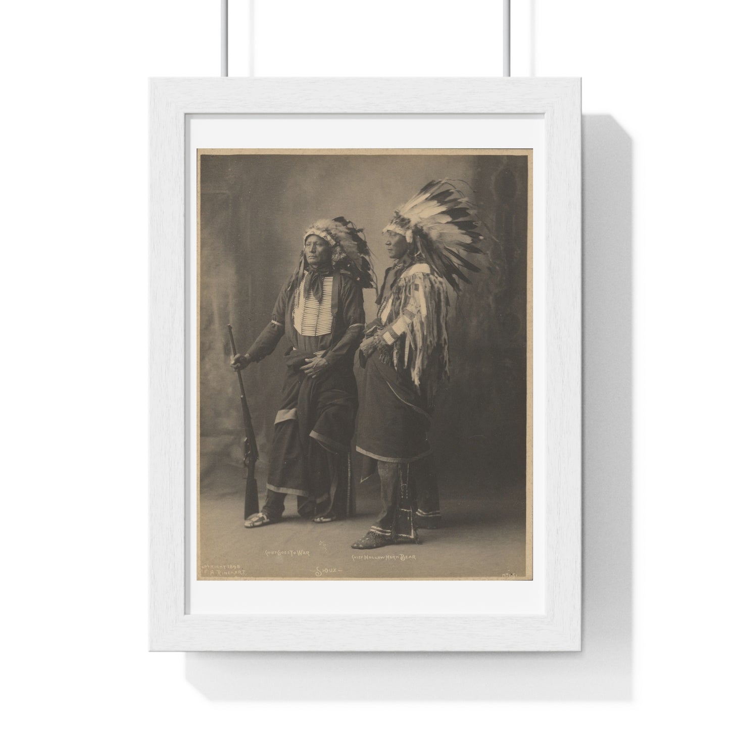 Chief Goes to War and Chief Hollow Horn Bear, Sioux, by Adolph F Muhr and Frank A Rinehart, from the Original, Framed Print