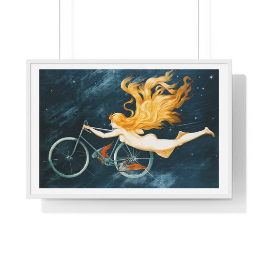 With Pedal Power My Bike Takes Flight into the Boundless Light! III 'Designed by AI' Framed Art Print