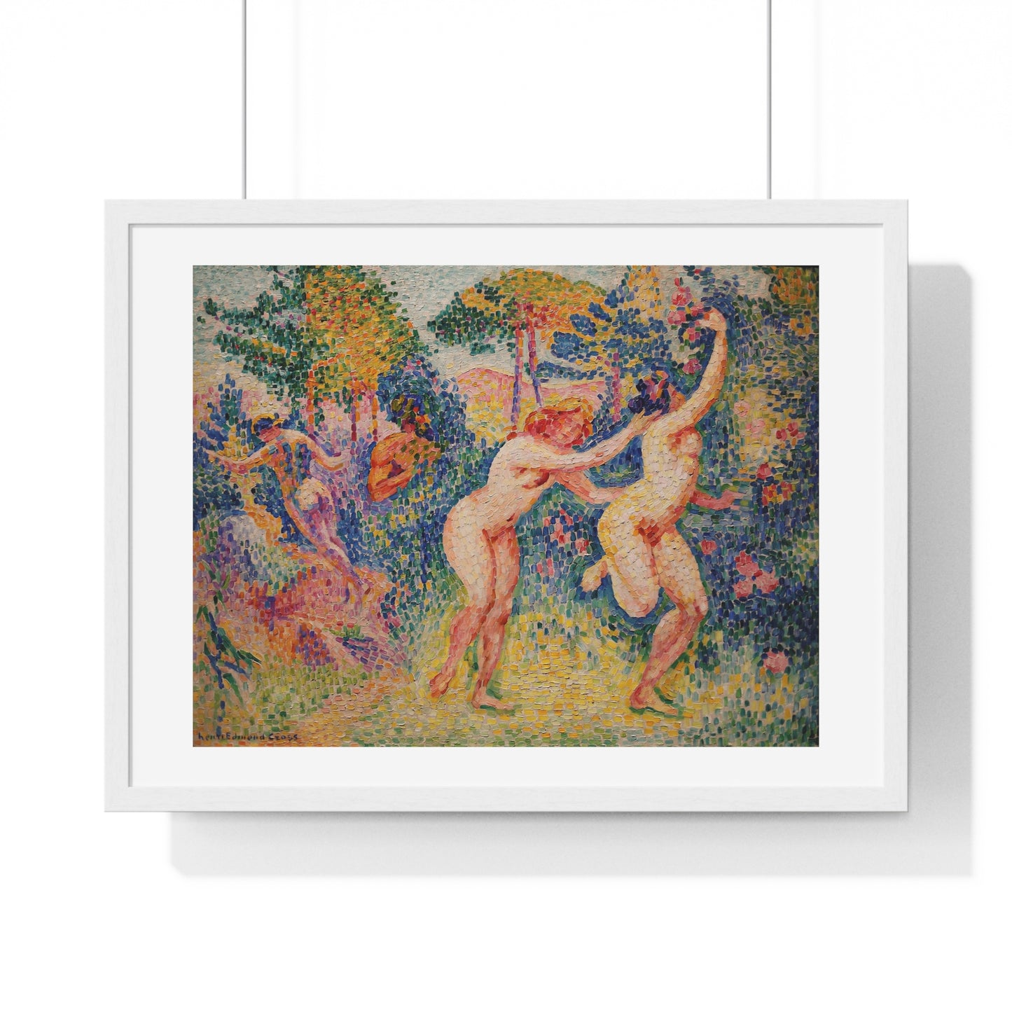 Giclée Print Depicting Two Running Nymphs (1906) by Henri-Edmond Cross from the Original, Framed Art Print