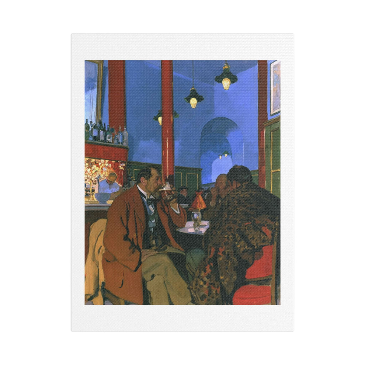 Café Art V, Print on Satin Canvas, Stretched