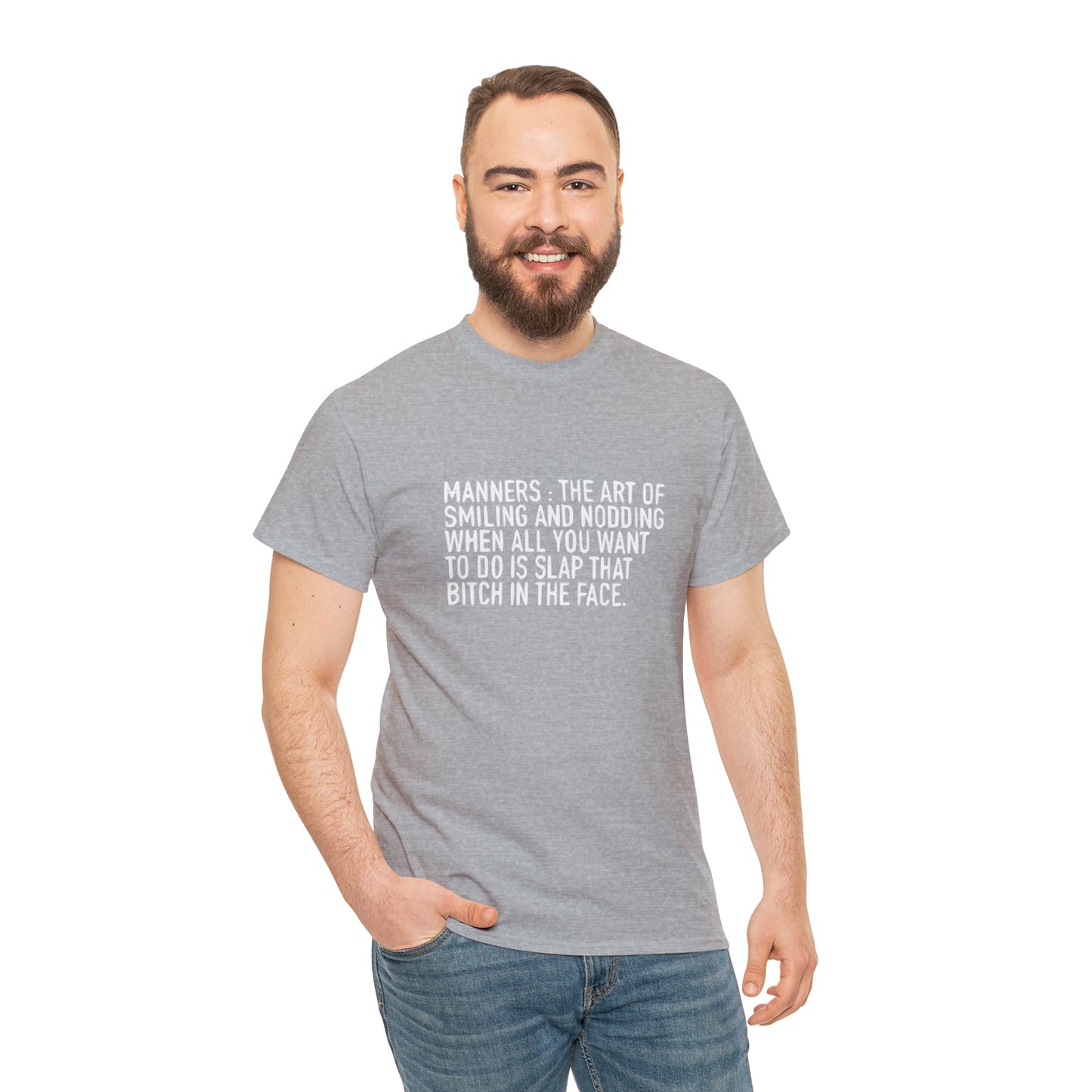 Manners: The Art of Smiling and Nodding, Funny Sarcastic T-Shirt