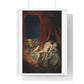 A Provocative Naked Young Woman Lying on a Bed, Death Sits at Her Side Representing Syphilis (1912) Framed Art Print