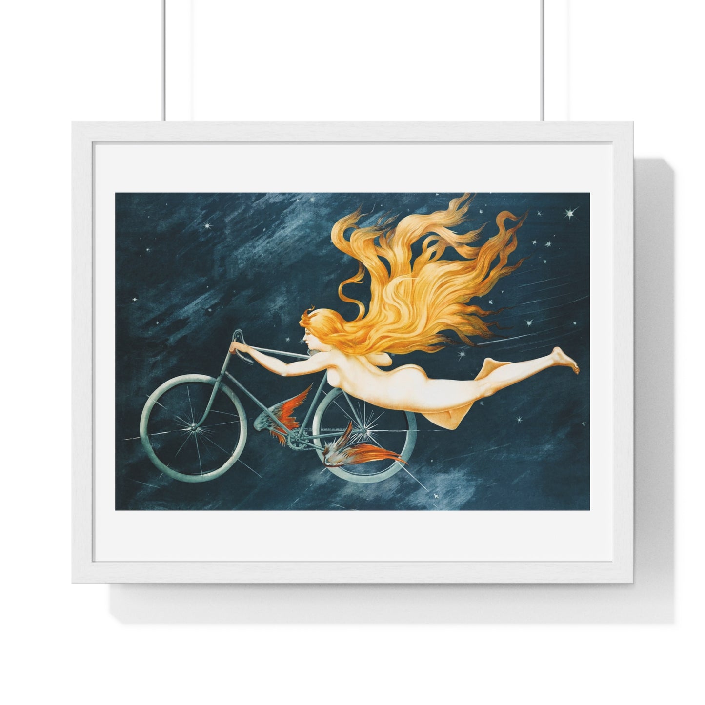 With Pedal Power My Bike Takes Flight into the Boundless Light! III 'Designed by AI' Framed Art Print