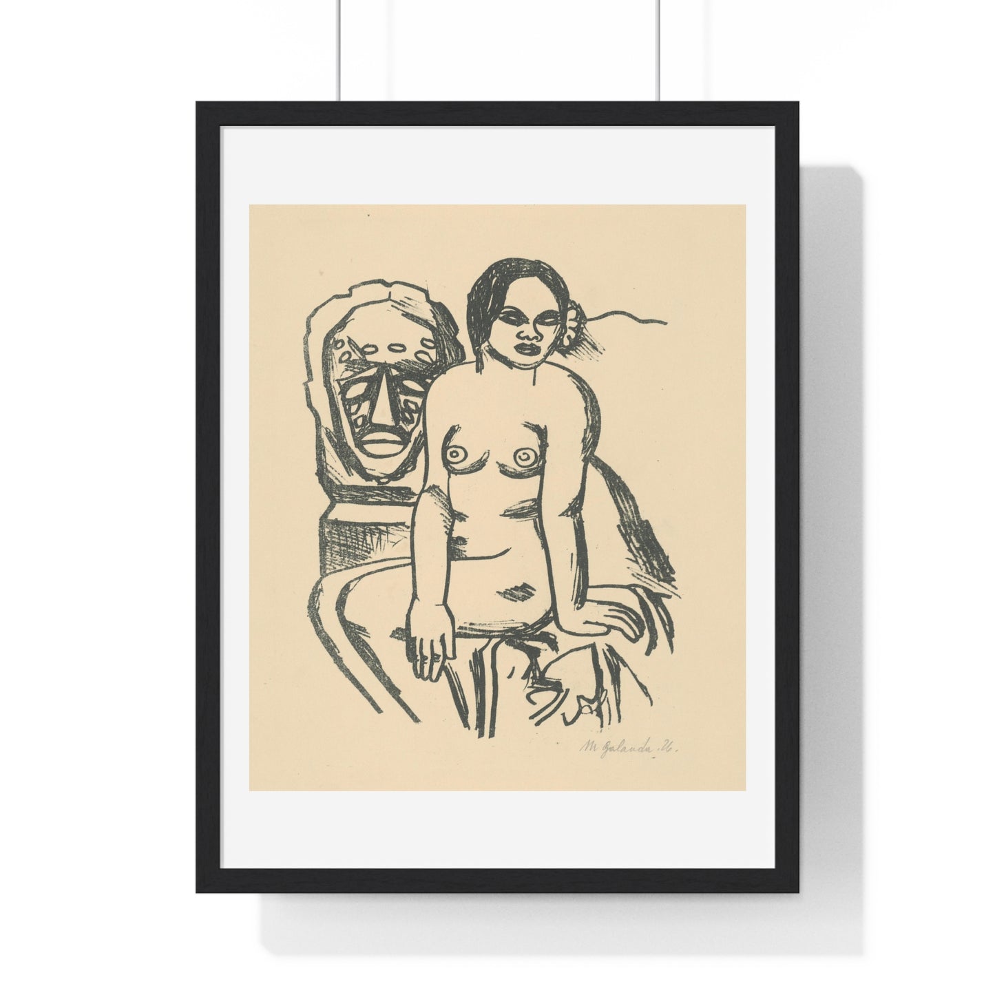 Woman and Statue by Mikuláš Galanda, from the Original, Framed Art Print