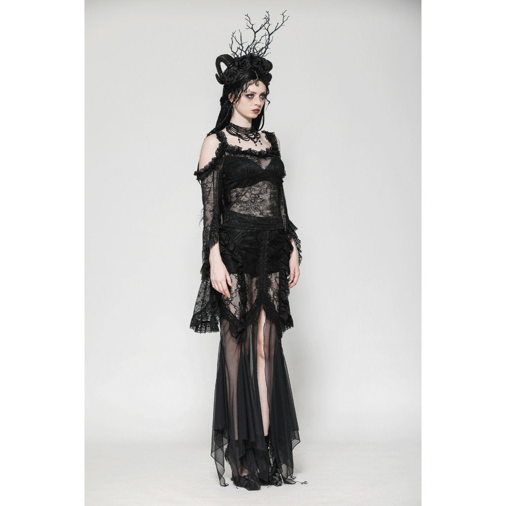 Dark in Love Delaney Gothic Romantic Lace Flare-Sleeve Top