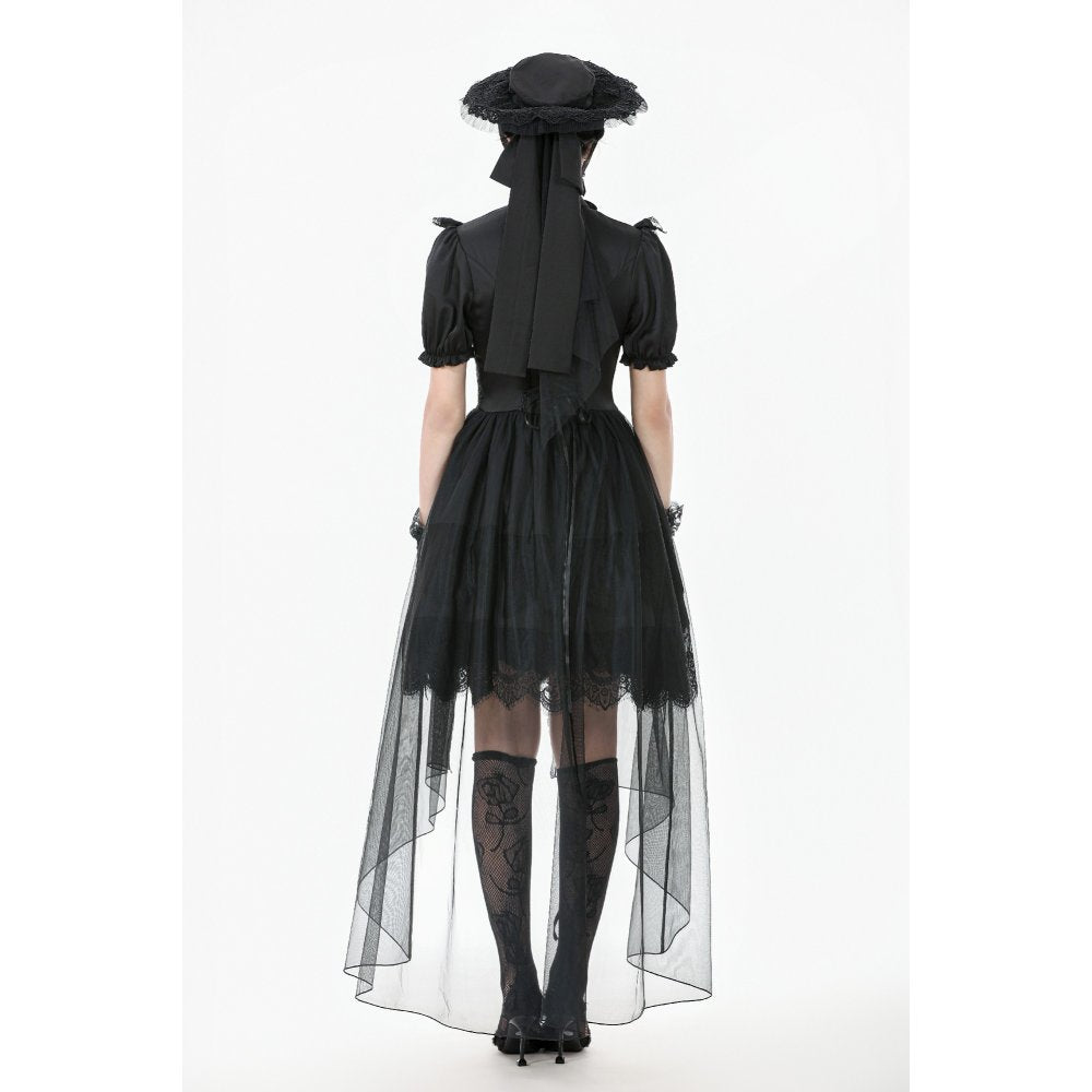 Dark in Love Ebon Rose High-Low Mesh and Lace Goth Dress