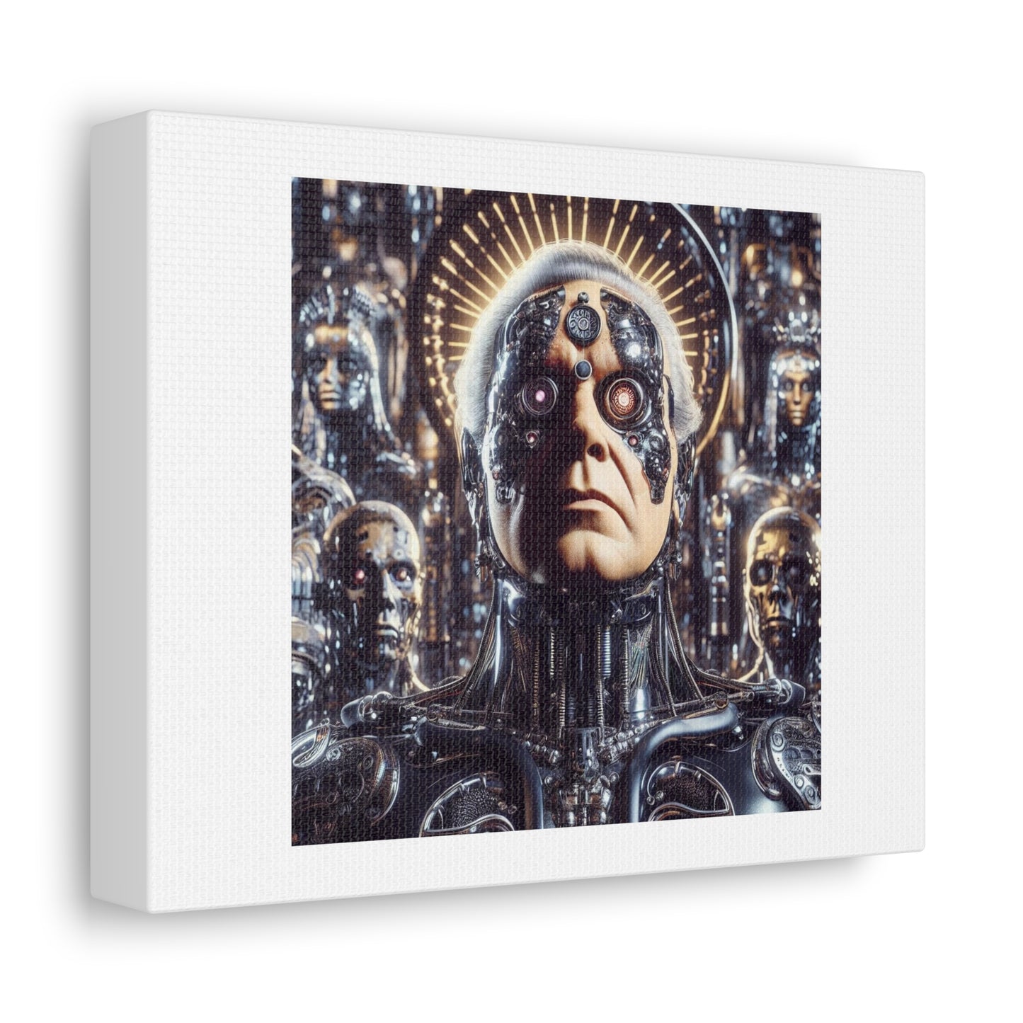 Humanoid Cyborg in Steam Punk Style Photorealism 'Designed by AI' Art Print on Canvas