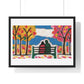 Couple on a Park Bench Fuzzy Felt Art 'Designed by AI' Framed Print