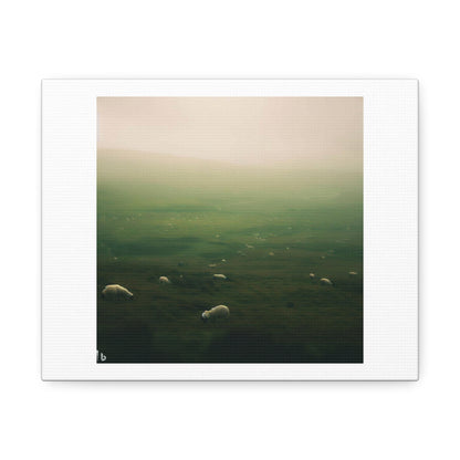 Irish Moors, Foggy, Sheep Grazing digital art 'Designed by AI' on Canvas