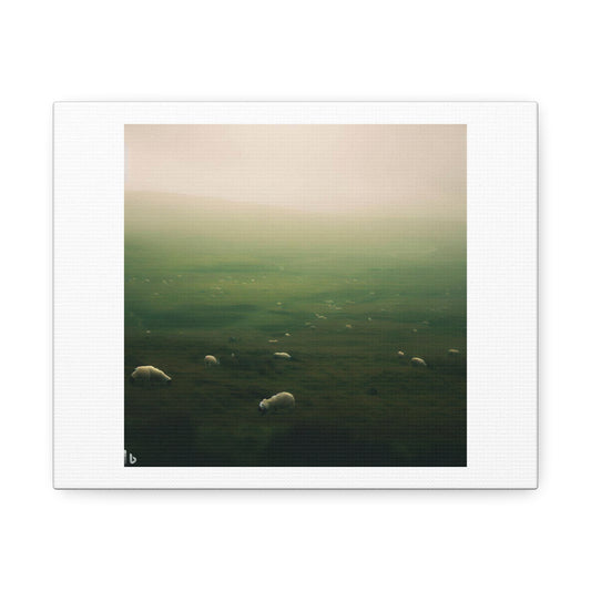 Irish Moors, Foggy, Sheep Grazing digital art 'Designed by AI' on Canvas