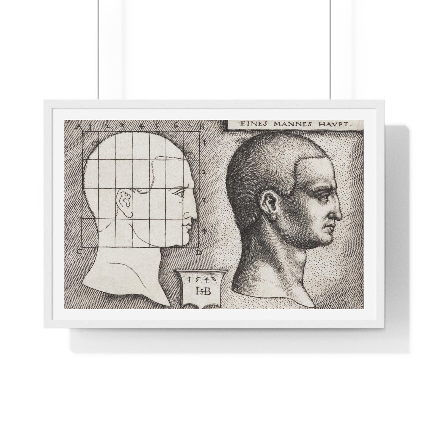 Profile Study of a Man's Head (1542) Vintage Illustration by Hans Sebald Beham, from the Original, Framed Art Print