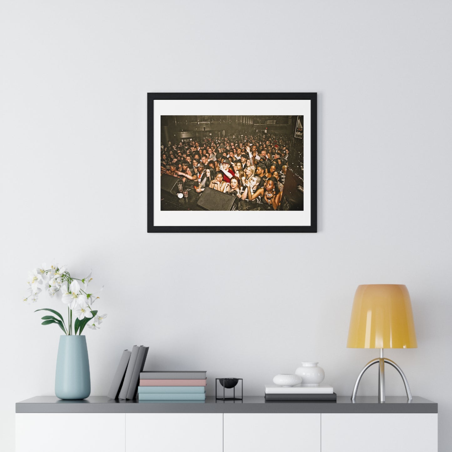 Crowd at Hip Hop Concert, Retro Photography (2017) from the Original, Framed Print