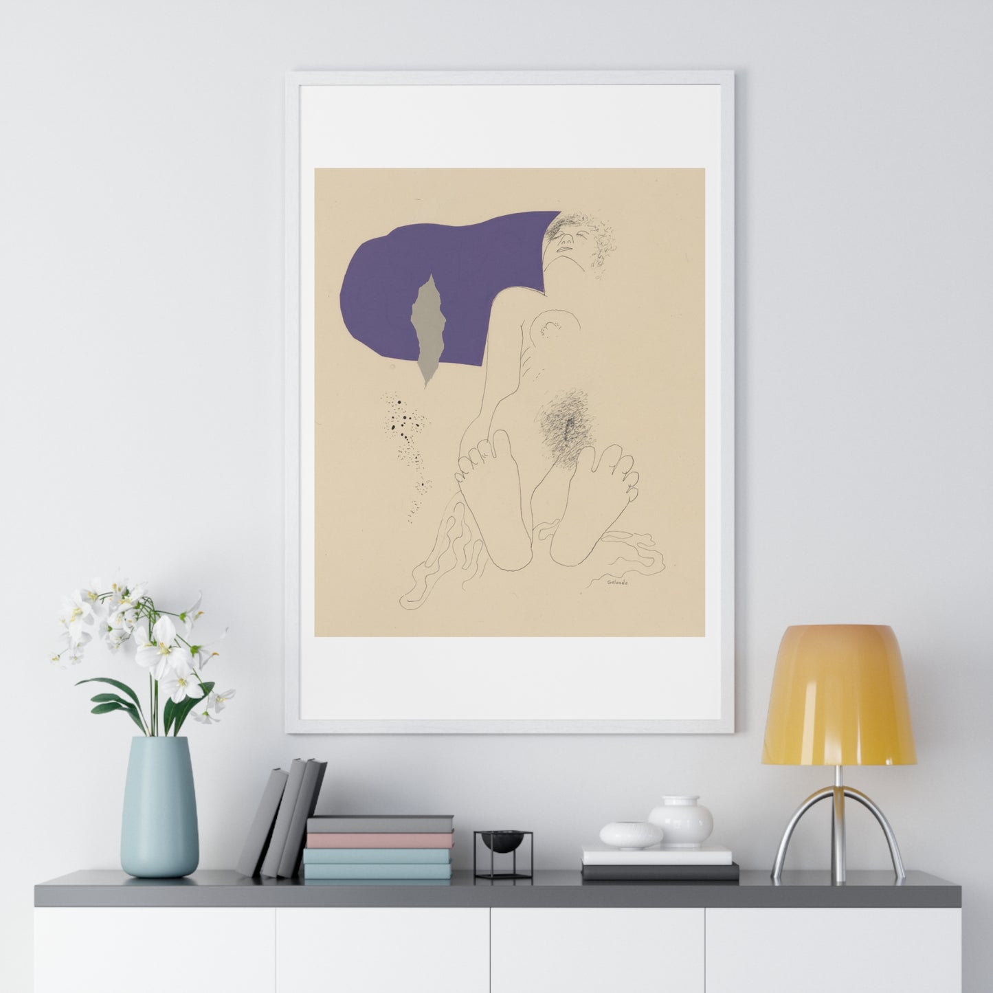 Reclining Nude by Mikuláš Galanda, from the Original, Framed Art Print