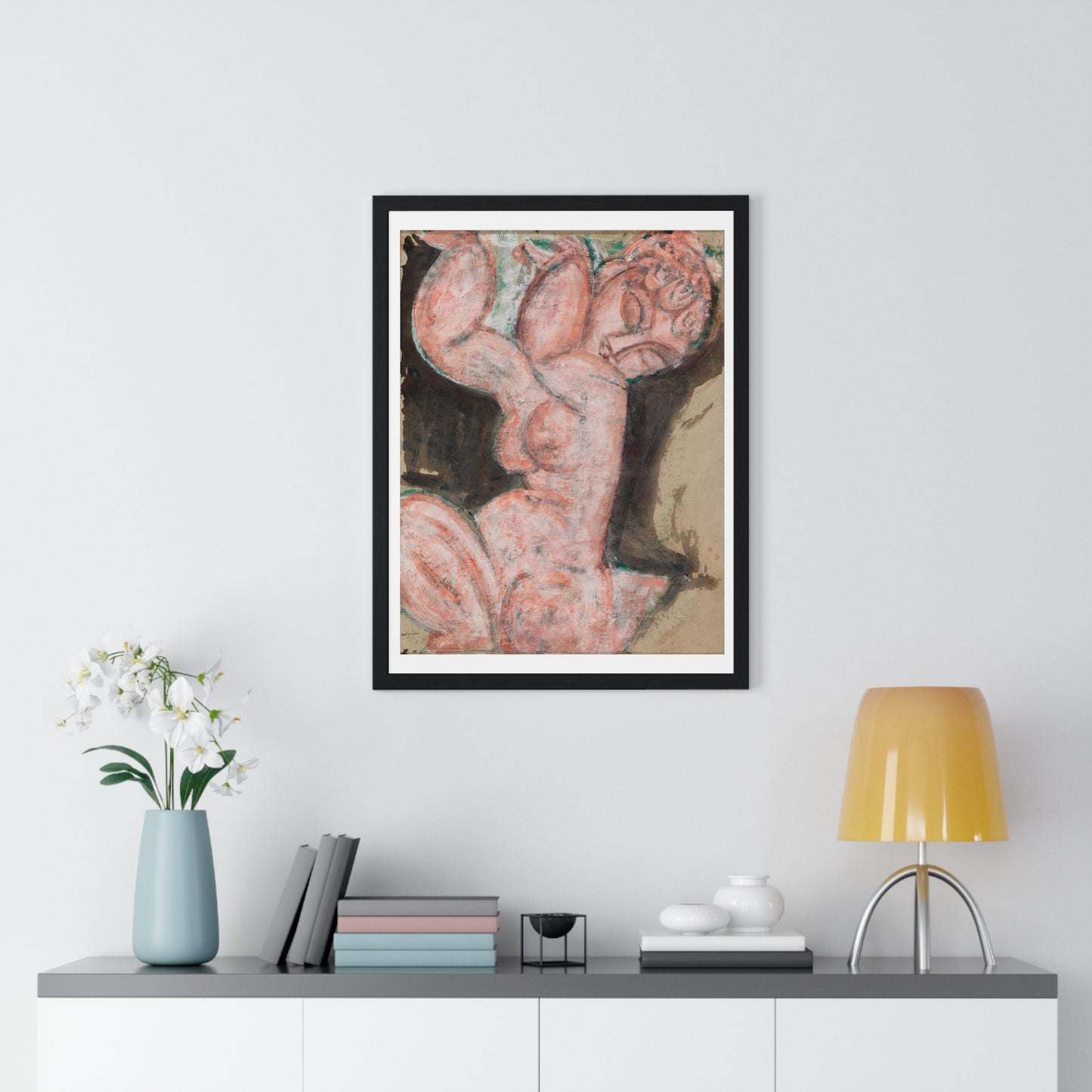 Pink Nude (1914-1915) by Amedeo Modigliani, from the Original, Framed Art Print