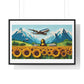 Mona Lisa in a Sunflower Meadow, Abstract Art 'Designed by AI' Framed Print