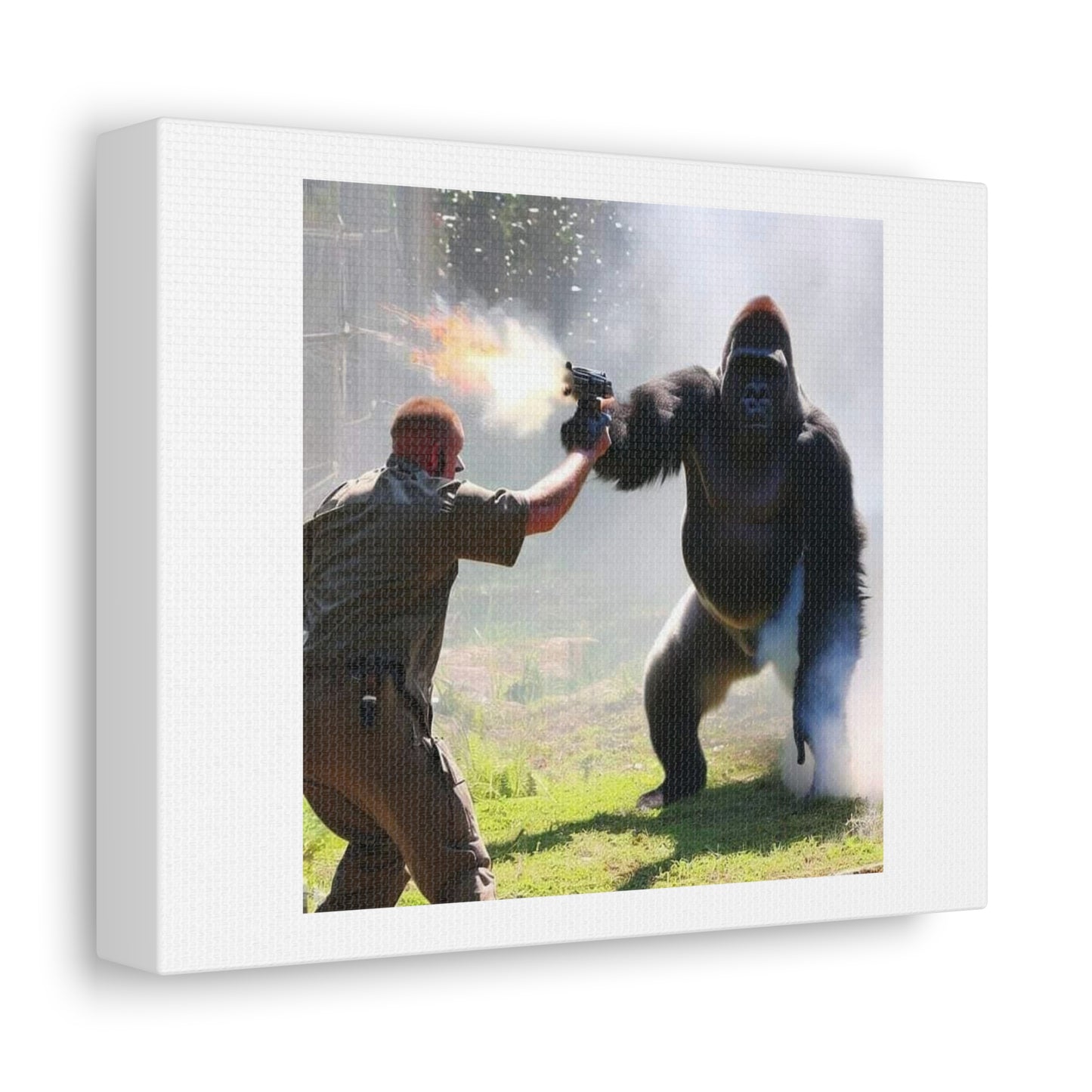 Harambe Gets His Revenge On Patrons of Cincinatti Zoo 'Designed by AI' Art Print on Canvas