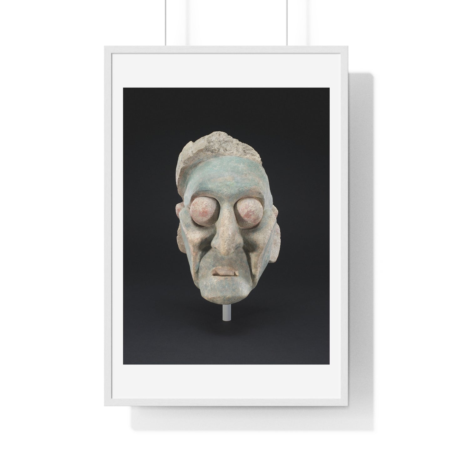 Head from a Figure, Mayan Sculpture (600–909) from the Original, Framed Print