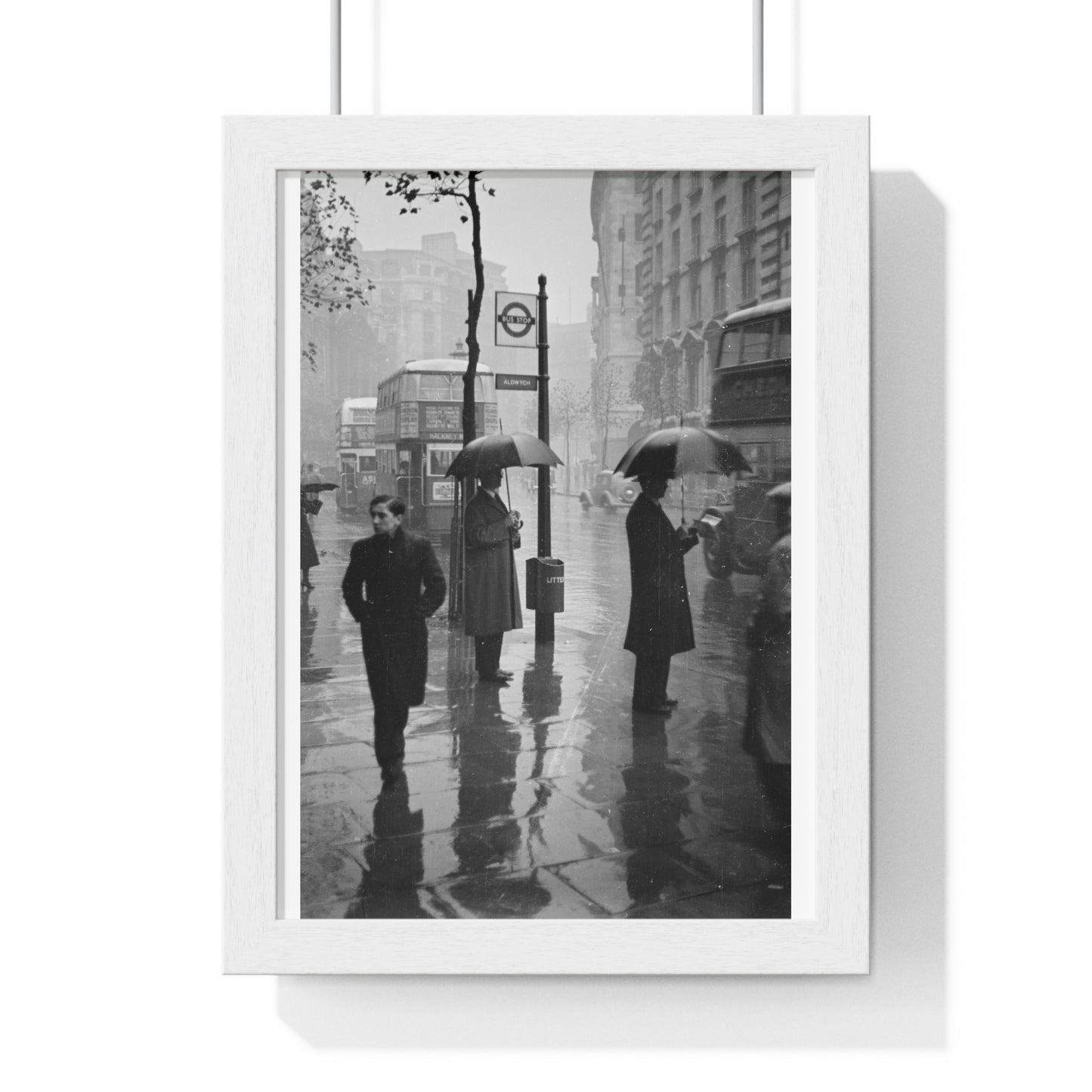 Wet Day, Aldwych, London (1937) by Eric Lee Johnson, from the Original, Wooden Framed Art Print