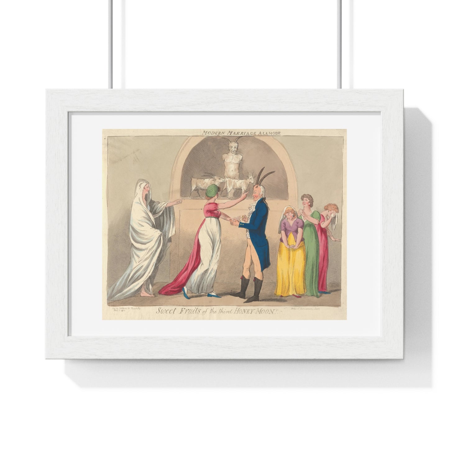 Modern Marriage a La Mode, Sweet Fruits of the Third Honey Moon (1796) from the Original, Framed Art Print