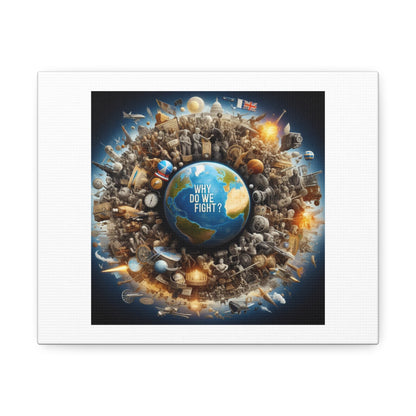 Why is our Planet Earth Always at War? Art Print 'Designed by AI' on Canvas