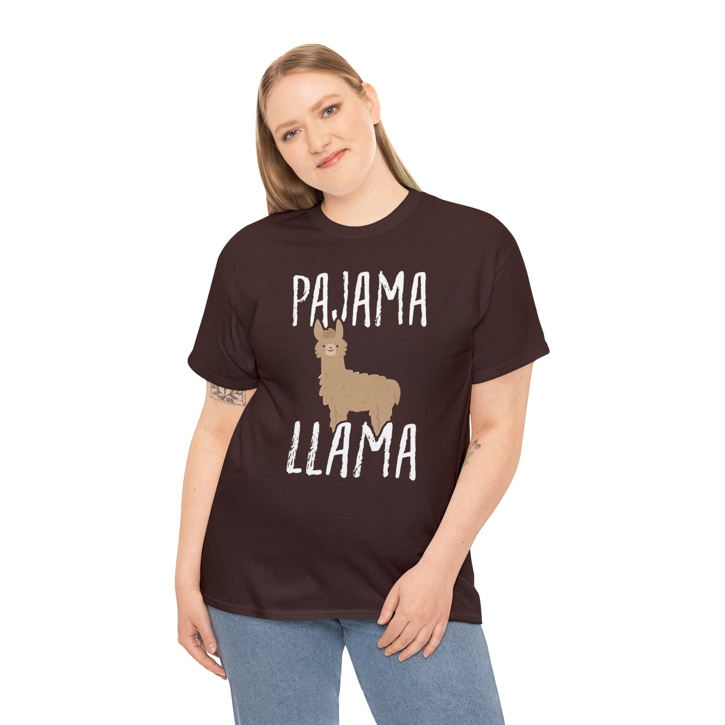 Pyjama Llama Heavy Cotton T-Shirt Quirky Women's Men's