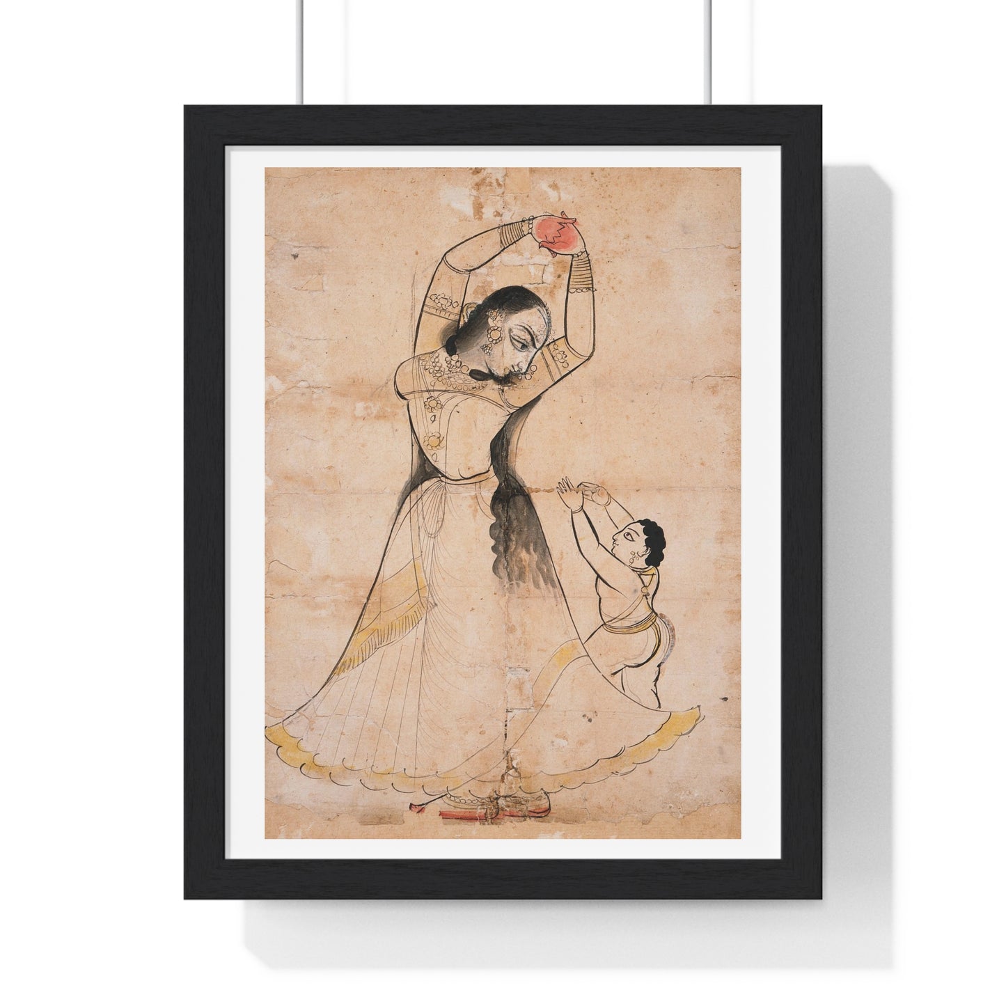 Mother and Child (1900) Ink and Opaque Watercolour by Bagta from the Original, Framed Art Print