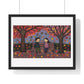 Couple on a Park Bench Fuzzy Felt Art II 'Designed by AI' Framed Print