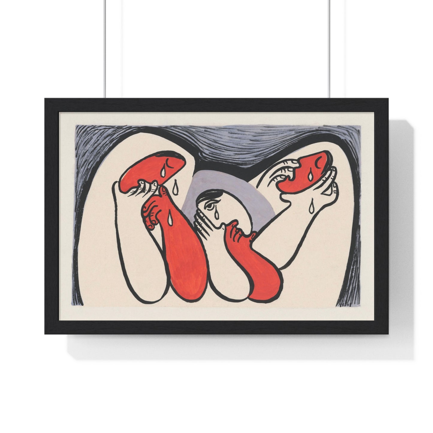 Crying Women (1938) Abstract Painting by Mikulas Galanda from the Original, Framed Art Print